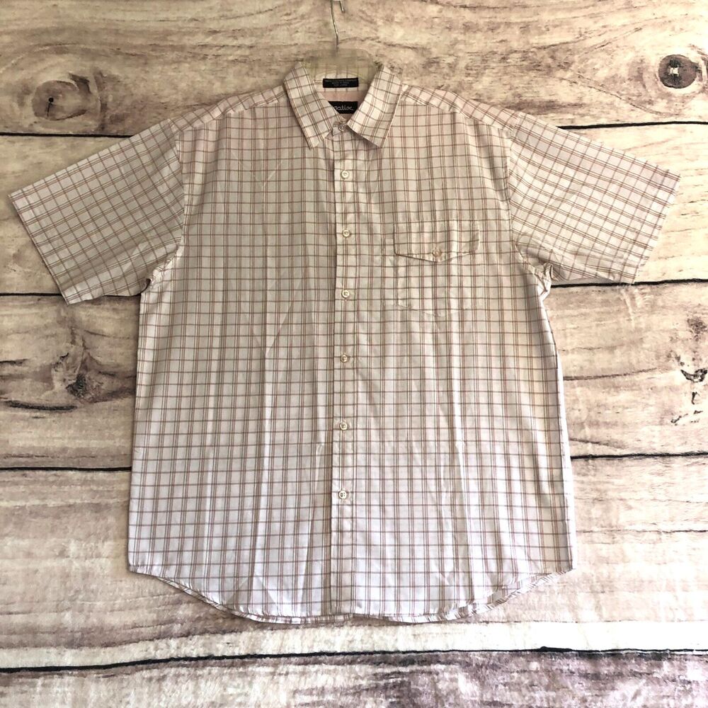 Vtg Matix Shirt L Mens White Check Plaid Short Sleeve Button Up Skater Y2K 90s